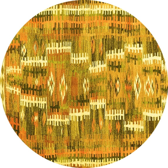 Ahgly Company Indoor Round Southwestern Yellow Country Area Rugs, 3' Round