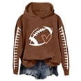 thumbnail image 2 of YVNAURA Football Mom Hoodie Game Day Sweatshirt for Women Heart Football Graphic Long Sleeve Hooded Pullover Oversized Casual Hoodie with Kangaroo Pocket Fall Winter Top, Brown,XXXXXL, 2 of 4