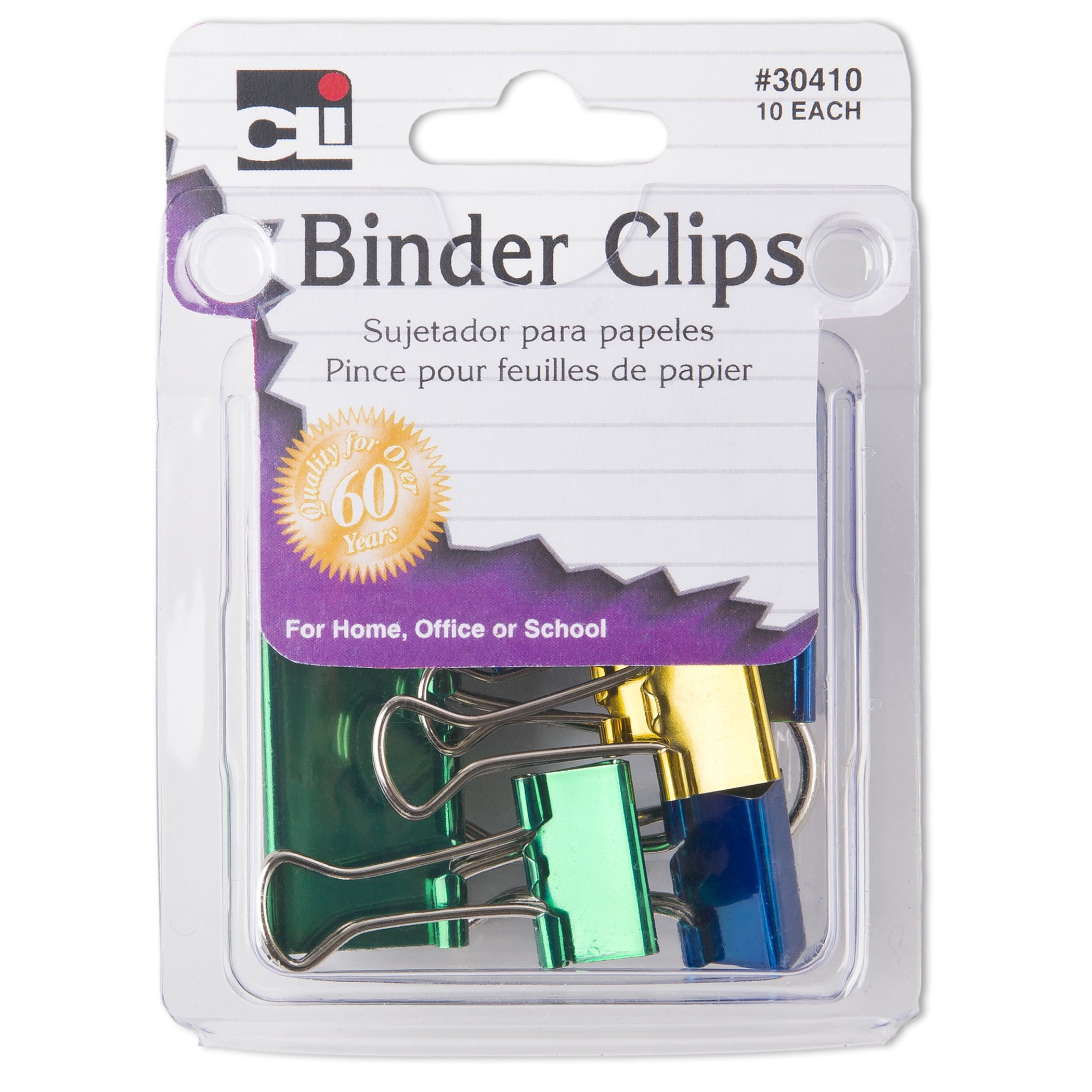 Charles Leonard Assorted Binder Clips, 10 Per Pack, 12 Packs