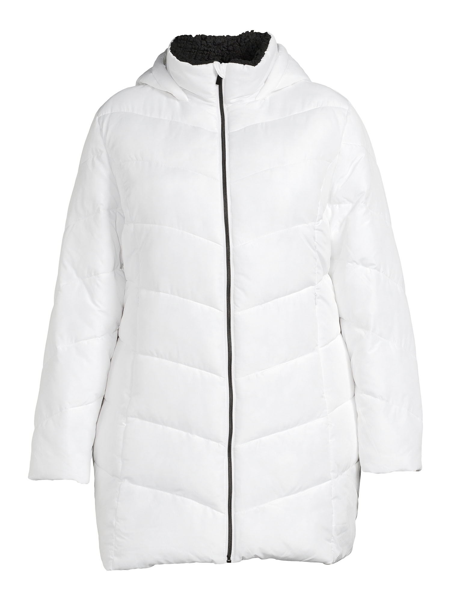 Big Chill Women's Chevron Quilted Puffer Jacket with Hood, Sizes 1X-3X - image 4 of 6