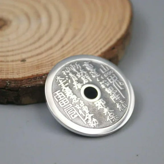 K-KED S925 Sterling Silver Mountain Ghost Coin Pendant Men and Women Taoist Amulet-Only Pendant