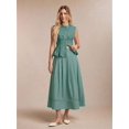 thumbnail image 2 of Green 100% Cotton A-Line Midi Skirt With Side Pockets And Lace Hem Detail, 2 of 8