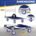 thumbnail image 2 of Foldable Push Cart Dolly | 660 lbs. Capacity | Heavy Duty Moving Platform Hand Truck with Swivel Wheels | Small Flatbed Cart | Space Saving Push Handle-b6, 2 of 7