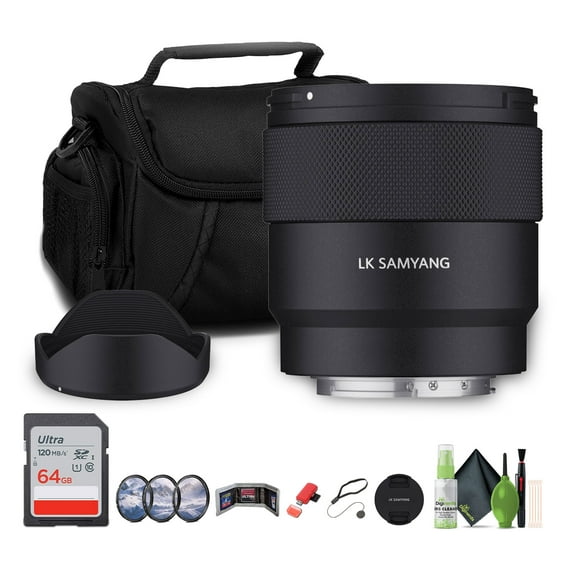 Samyang AF 16mm f/2.8 P FE Lens (Sony E) Bundle With 64GB Extreme PRO UHS-I SDXC Memory Card   62mm 3 Piece High Resolution Filter Kit   USB Card Reader, SD/microSD   More