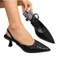 thumbnail image 5 of Miluxas Pointed Toe Slingback Kitten Heels for Women Low Heel Pointed Toe Pumps formal Dress Shoes Sling Back Heels Black 7.5(40), 5 of 8