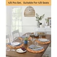 thumbnail image 5 of 15 Inch Round Placemats Set of 4, Orange Morocco Non Slip Heat Insulation PP Table Mats, Farmhouse Ethnic Geometric Grid Aesthetic Washable Place Mats for Kitchen Dining Party Table Decor, 5 of 7