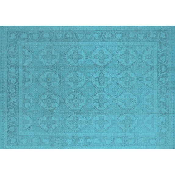 Ahgly Company Indoor Rectangle Oriental Light Blue Industrial Area Rugs, 8' x 12'