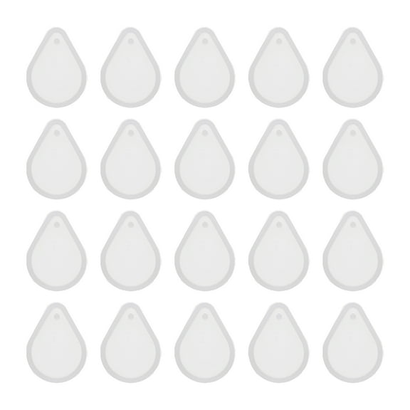Uxcell 20 Pcs Teardrop Resin Moulds Silicone Pendant Keychain Kit, White