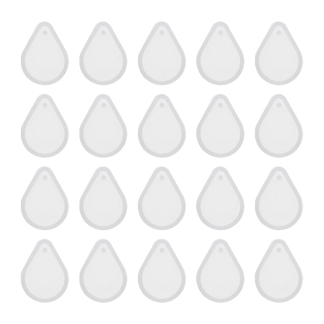Uxcell 20 Pcs Moldes de Resina en Forma de Lágrima Kit de Llaveros de Silicona, Blanco