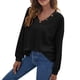 thumbnail image 1 of Suéter informal holgado de manga larga y color puro para otoño e invierno: negro, talla M, cuello en V y botones, 1 of 6