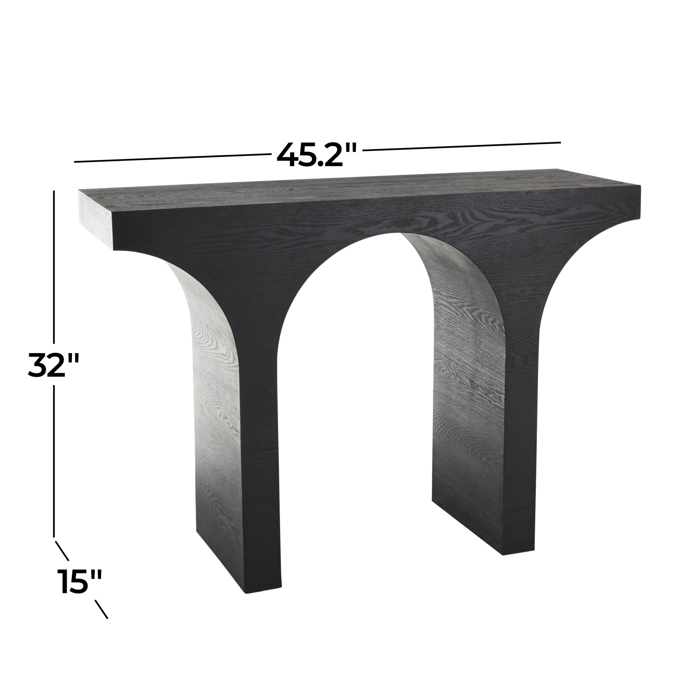 DecMode 45" x 32" Black Wood Cutout Arch Abstract Console Table, 1-Piece