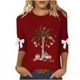 thumbnail image 2 of LEKWK Christmas Tank Top Women Xmas Tree Crew Neck 3/4 Sleeve Tshirts Santa Shirt Women Winter Ladies Christmas Sweaters, 2 of 4