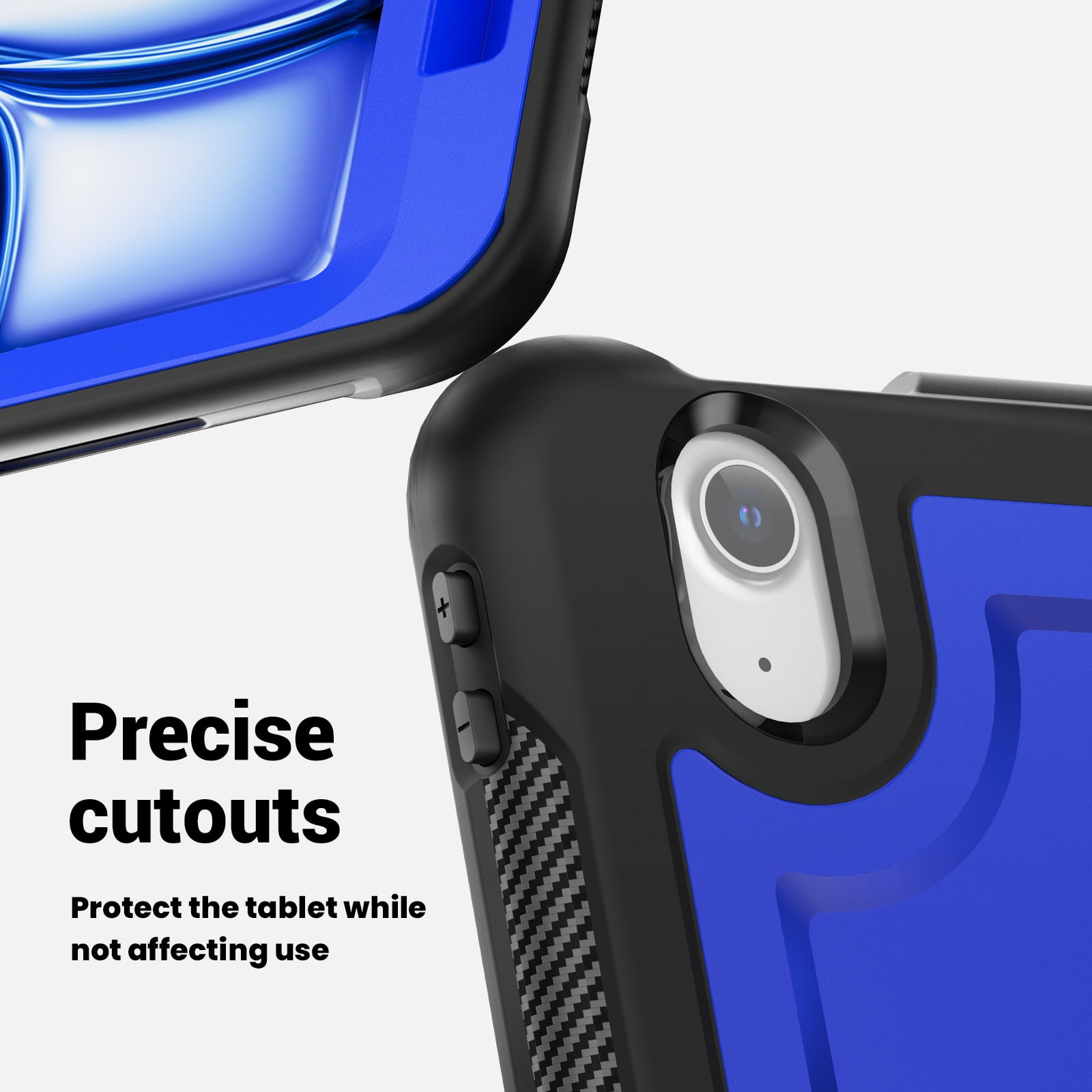 Shockproof Case for Apple iPad Air 11 Inch M3 M2 2025/2024, Rugged Hybrid Protective Cover with Pencil Holder & Shoulder Strap Kids Friendly Rotating Kickstand Case for iPad Air 11 Inch, Darkblue