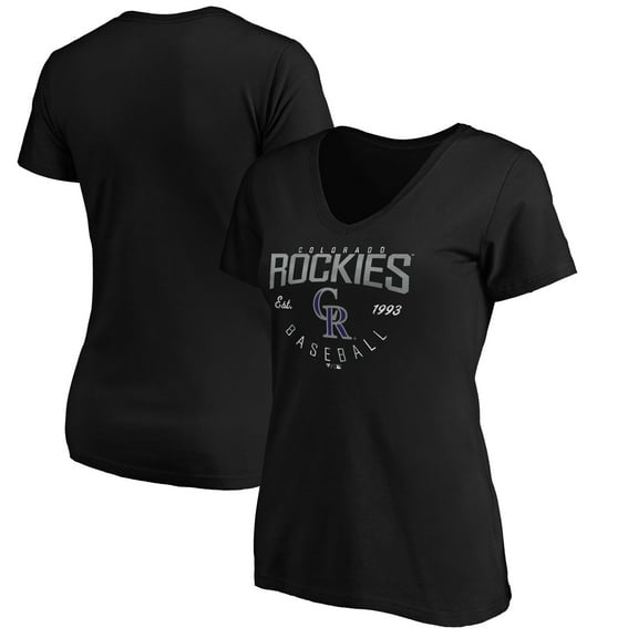 Women's Black Colorado Rockies Core Live For It V-Neck T-Shirt