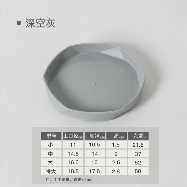 Nvzi Bandeja para macetas de resina plástica gruesa de 6 piezas, bandeja circular gris para agua, base para macetas. Tamaño grande: 18,8 x 2,8 cm