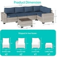 thumbnail image 6 of 6-Piece Outdoor Patio Furniture Set, PE Wicker Rattan Sectional Sofa Conversation Set with Tempered Glass Table & Thick Cushions - All-Weather Garden, Backyard Furniture,Navy Blue, 6 of 8
