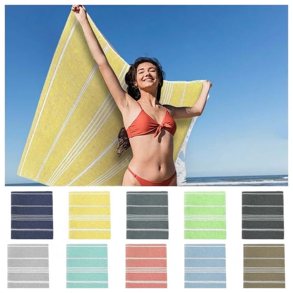 Vwrxbz Oversized Turkish Beach Towel - Sand-Free & Quick-Dry Microfiber, 35.5"x70.9" Inches, Lightweight & Compact, Perfect for Beach, Pool, Travel, Camping, Yoga, Gym, and Picnics
