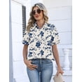 thumbnail image 4 of Zeagoo Ladies Blouses Summer Short Sleeve Collared Shirts Dressy Casual Button Down Work Clothes Floral Print Top, 4 of 6