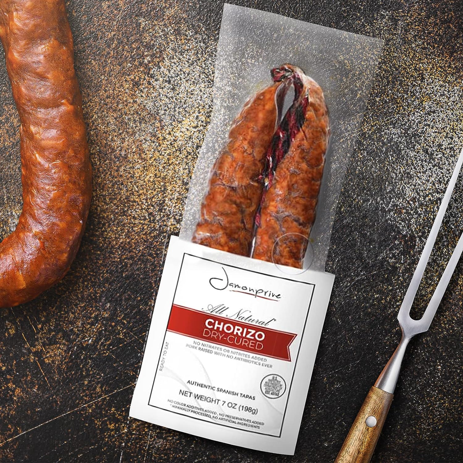 Mild Chorizo Ring - Spanish Chorizo for Authentic Tapas 7oz (Sarta) - Jamonprive - All Natural