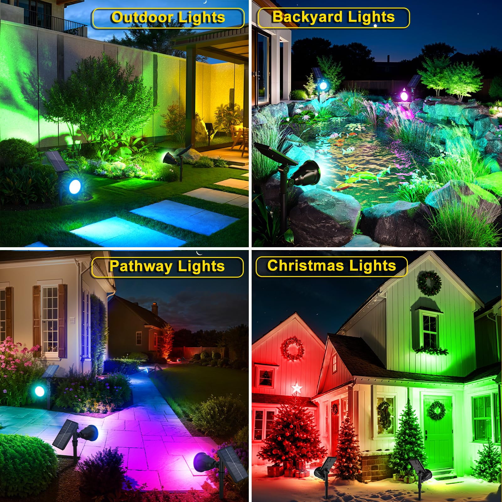 JSOT 1 Pack Solar Spot Lights Outdoor Waterproof, Color Changing LED Solar Landscape Spotlights, IP65 Waterproof Outdoor Lighting for Yard, Garden, Pathway, Halloween, Christmas
