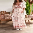 thumbnail image 4 of Robe de Fête Florale pour Femmes avec Manches Courtes et Col en V Profond, 4 of 9