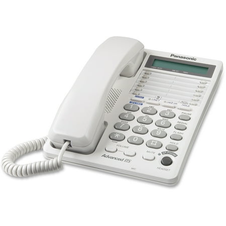- Panasonic, PANKXTS208W, LCD Display 2-line Speakerphone, 1, White