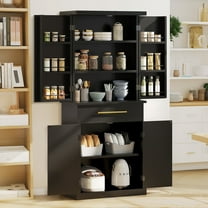 Dextrus 72.4"H Kitchen Pantry Cabinet, Pantry Storage Cabinet with Drawer and Shelves, Black