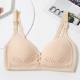 thumbnail image 2 of Elainilye Fashion Womens Bras Gathered Support Bra Wirefree Seamless Bra With Detachable Shoulder Straps Daily Bra,Beige, 2 of 3