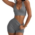 thumbnail image 2 of Roncen Workout Sets for Women 2 Piece Outfits - Seamless Halter Athletic Crop Top Matching Biker Shorts Tracksuits, 2 of 3