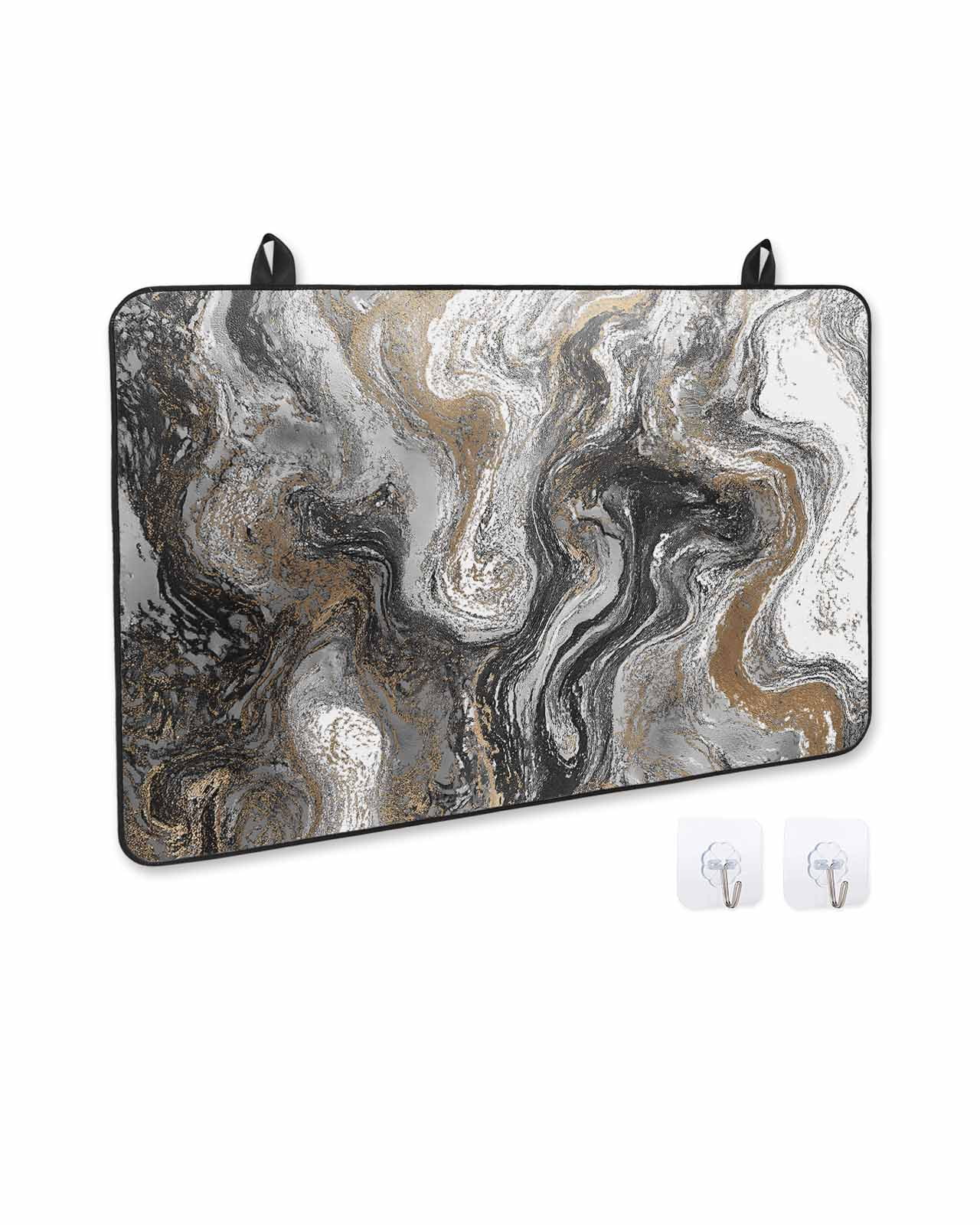 nqOlkjepod Large Induction Cooktop Protector Mat 24"x21", Black Marble Stove Top Covers for Electric Stove, Retro Chic Abstract Mottled Texture Art Stove Burner Cover Mats, Glass Top Stove Cover