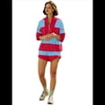 thumbnail image 2 of Conjunto Deportivo de Dos Piezas A Rayas para Mujer, Chándal Extragrande, Conjunto de Top y Pantalones Cortos con Bolsillos, Rojo y Azul, Talla XXL, 2 of 9