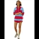 thumbnail image 2 of Conjunto Deportivo de 2 Piezas A Rayas para Mujer, Chándal Extragrande, Conjunto de Top y Pantalones Cortos con Bolsillos, Rojo y Azul Talla M, 2 of 9