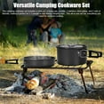 thumbnail image 4 of Orange 2-3 Person Camping Cookware Set: Aluminum Alloy Pot with Lid, Frying Pan, 1.1L Kettle, Stainless Steel Plates & Utensils – Foldable Handles, Nesting Design, Mesh Storage Bag for Outdoor, 4 of 6
