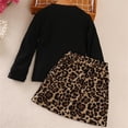 thumbnail image 2 of Gibobby faldas cargo 2 piezas de falda con estampado de leopardo de manga larga para niñas pequeñas y bebés(Negro, 3-4 Años), 2 of 5