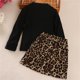 thumbnail image 2 of Gibobby Conjunto de Sudadera y Pantalón Conjunto de 2 piezas de falda con estampado de leopardo de manga larga para Niñass pequeñas y bebés(Negro, 2-3 Años), 2 of 5