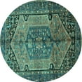 thumbnail image 1 of Ahgly Company Machine Washable Indoor Round Persian Turquoise Blue Traditional Area Rugs, 6' Round, 1 of 4