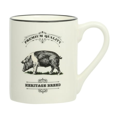 Mainstays 17oz Pig Barn Animal White Stoneware Mug
