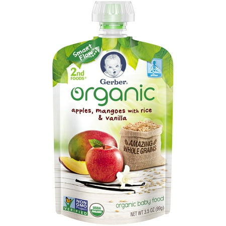 Gerber Organic 2nd Foods Baby Food, Apples Mangoes with Rice & Vanilla ...