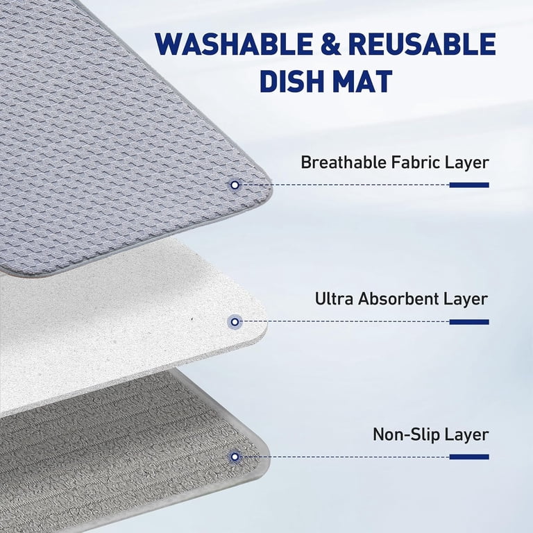 BN-LINK Dish Drying Mat, 2-Pack 24x18 Inch Gray photo 5