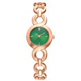 thumbnail image 1 of Reloj de pulsera de cuarzo redondo de aleación para mujer de moda, correa causal de rosa dorada (esfera verde), 1 of 5