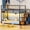 Black, variant on Low Bunk Bed Twin Over Twin with Storage Staircase, RGB LED Lights, Drawers,Shelves&Power Outlet, Double Full-Length Guardrails & Metal Slats for Small Space, White