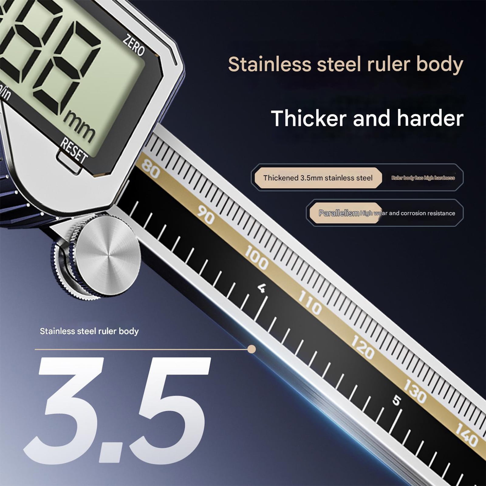 Stainless Steel Digital Caliper 150mm High Precise 0.01mm Rechargeable LCD Display Multifunction Measuring Instrument
