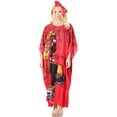 thumbnail image 5 of Sakkas Mera Women's Long Loose Short Sleeve Summer Casual Caftan Kaftan Dress - KAF1013-Red - One Size, 5 of 5