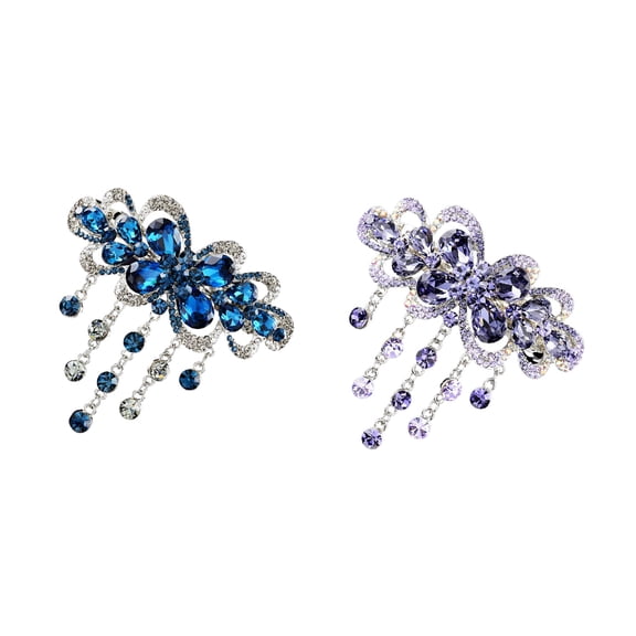 Minkissy 2Pcs Spring Hair Clip with Rhinestone Tassel Design Assorted Colors Elegant Hair Accessory