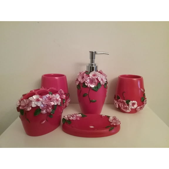Heavenly Designs Watson Bathroom Accessories - Red Resin Set