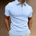 thumbnail image 2 of Chemise Décontractée Unie à Col Rabattu pour Hommes avec Fermeture Éclair et Manches Courtes, 2 of 6