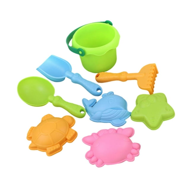 Juego de 8 juguetes de playa, herramientas para jugar con arena, cubo, pala y rastrillo, para actividades en el patio, viajes y fiestas de niños y niñas. verde