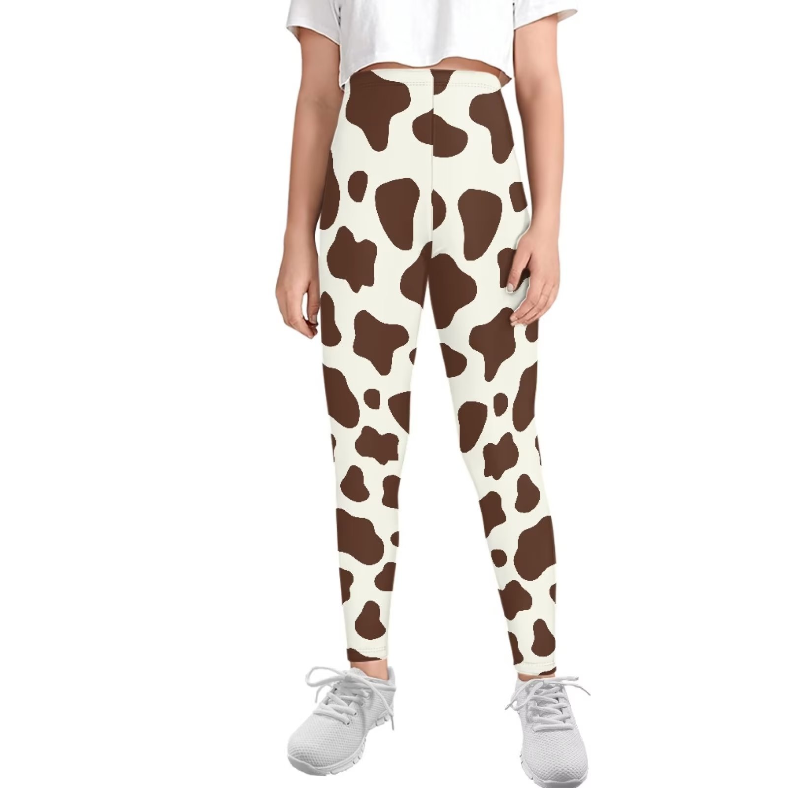 FKELYI Cow Print Kids Leggings Size 1213 Years Breathable Going Out