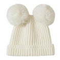 thumbnail image 6 of HAiming Boys Girls Winter Warm Soft Knit Hats Solid Color with 2 Pompom Ball Kids Cuffed Skull Cap, 6 of 6