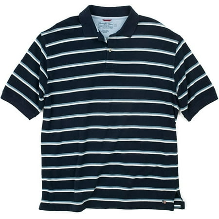 Big Men's Short Sleeve Knit Polo with Stripes